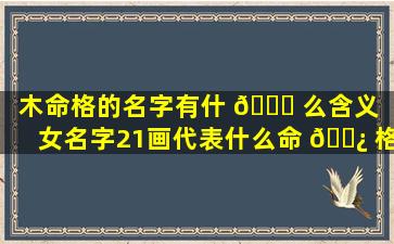 木命格的名字有什 🐘 么含义（女名字21画代表什么命 🌿 格）